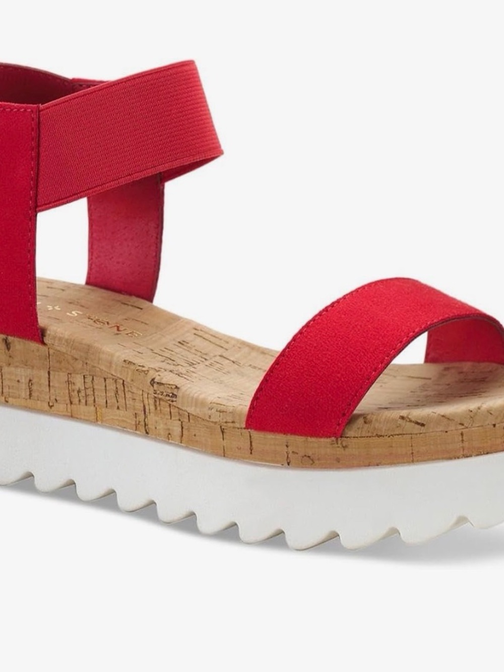 Sun + Stone Red Cork Platform Sandal with Elastic Strap